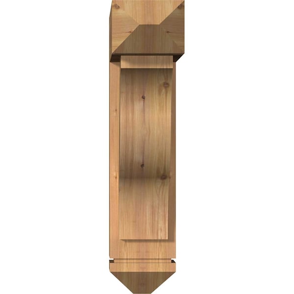 Funston Arts And Crafts Smooth Bracket W/ Offset Brace, Western Red Cedar, 7 1/2W X 24D X 32H